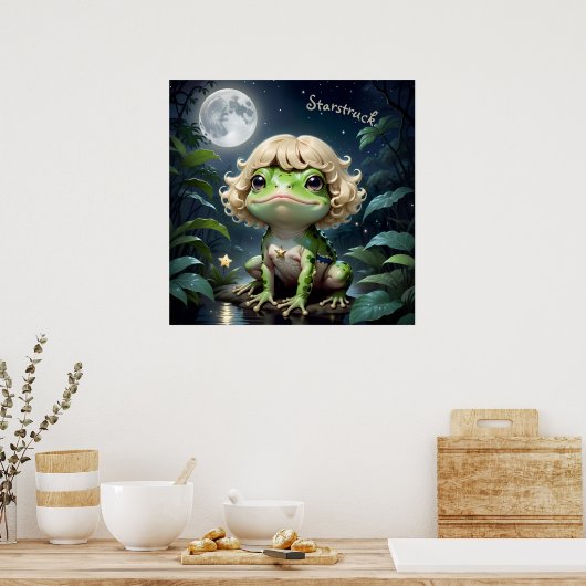 Starstruck AI Fantasy Digital Art Print Frog Poster (Küche)