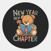Start A New Chapter 2024 Cute Bear Adorable Teddy Runder Aufkleber (Vorderseite)