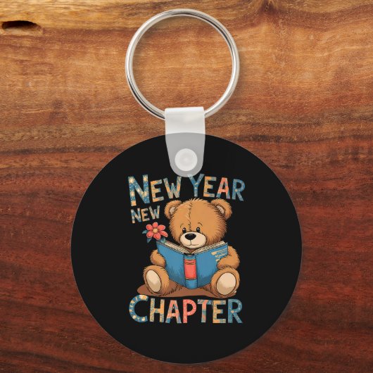 Start A New Chapter 2024 Cute Bear Adorable Teddy  Schlüsselanhänger (Vorderseite)