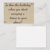 Start Carrying a Tissue" Funny Milestone Birthday Mitteilungskarte (Vorne/Hinten)