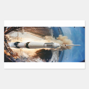 Start der Apollo Saturn V-Rakete zum Mond 1969 Rechteckiger Aufkleber