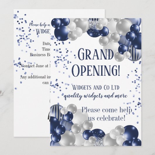 Start der großen Geschäftstätigkeit Einladung (Vorne/Hinten)