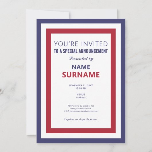 Start der Kampagne "Teaser Kampagnen für politisch Einladung (Vorderseite)