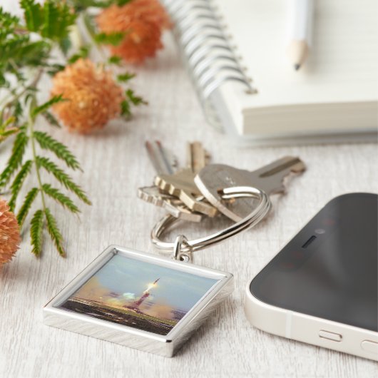 Start des Apollo Soyuz Testprojekts Saturn IB Schlüsselanhänger (Seite)