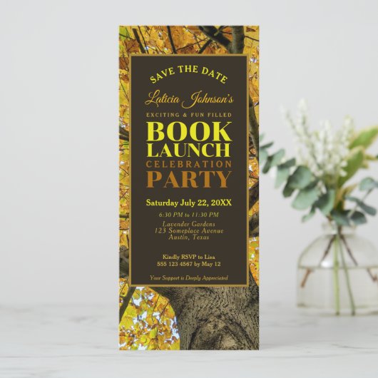 Start des Autumn Vibes Nature Book Save the Date Einladung (Stehend Vorderseite)