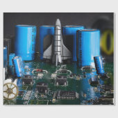 Start des Dragon Watching Space Shuttle Geschenkpapier (Flach)