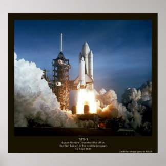 Start des ersten Space Shuttles STS-1 Columbia Poster