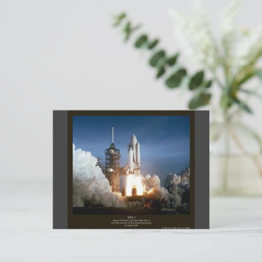 Start des ersten Space Shuttles STS-1 Columbia Postkarte (Stehend Vorderseite)