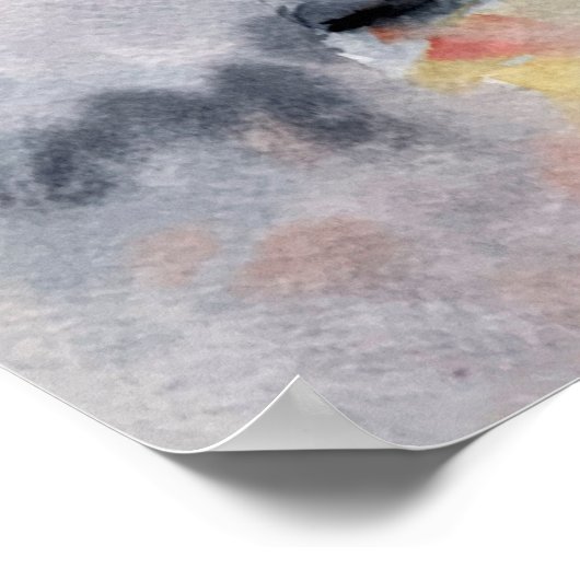 Start des Raumschiffs in die Wasserfarbe des Außen Poster (Ecke)