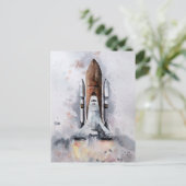 Start des Raumschiffs in die Wasserfarbe des Außen Postkarte (Stehend Vorderseite)