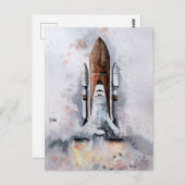Start des Raumschiffs in die Wasserfarbe des Außen Postkarte (Vorne/Hinten)