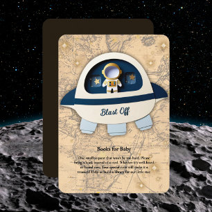 Start frei! Moderne Vintage-Astronauten-Baby-Party Begleitkarte
