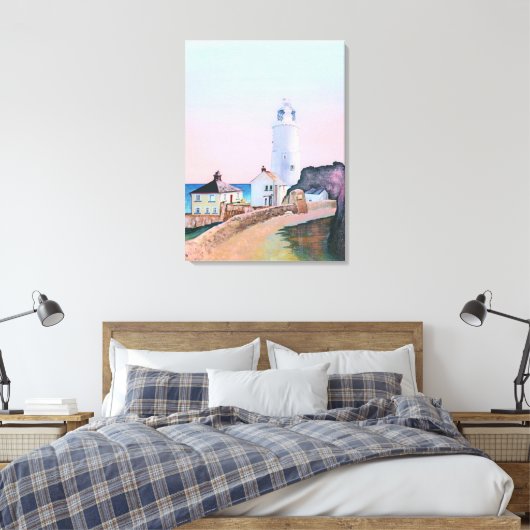 'Start Point Lighthouse' von Gordon Ashton. Leinwanddruck (Insitu (Schlafzimmer))
