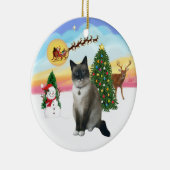 Start - Schneekatze Keramik Ornament (Rechts)