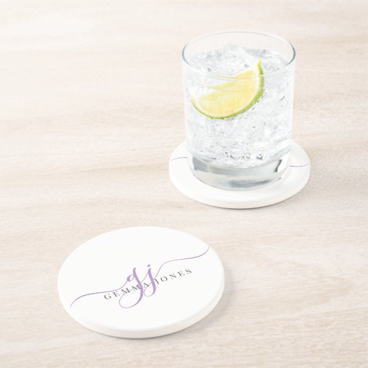 Start-Skriptinitials Monogram Minimalistisch Getränkeuntersetzer (Seite)