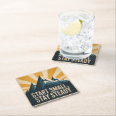 Start Small. Stay Steady Rechteckiger Pappuntersetzer (Vor Ort)