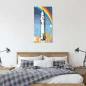 Start-Space-Rakete-Retro-Glossy-Poster Leinwanddruck (Insitu (Schlafzimmer))