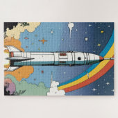 Start-Space-Rakete-Retro-Glossy-Poster Puzzle (Horizontal)