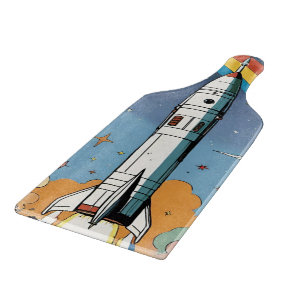Start-Space-Rakete-Retro-Glossy-Poster Schneidebrett