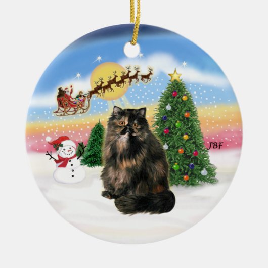 Start - Tortie Persian cat Keramik Ornament (Vorne)
