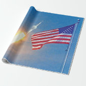 Start von Apollo 11 mit amerikanischer Flagge Geschenkpapier (Ungerollt)