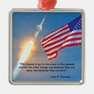 Start von Apollo 11 mit amerikanischer Flagge Ornament Aus Metall