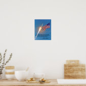 Start von Apollo 11 mit amerikanischer Flagge Poster (Küche)