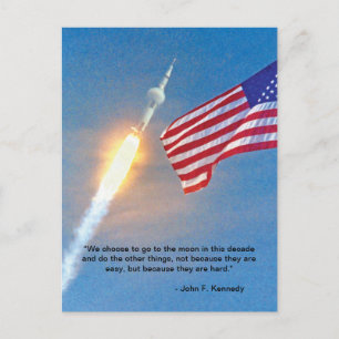 Start von Apollo 11 mit amerikanischer Flagge Postkarte