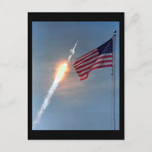 Start von Apollo 11, mit Flagge, NASA Postkarte