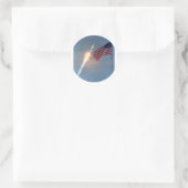 Start von Apollo 11, mit Flagge, NASA Runder Aufkleber (Tasche)