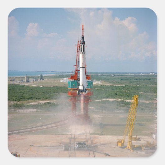 Start von Freedom 7 Fotografen Quadratischer Aufkleber (Vorderseite)