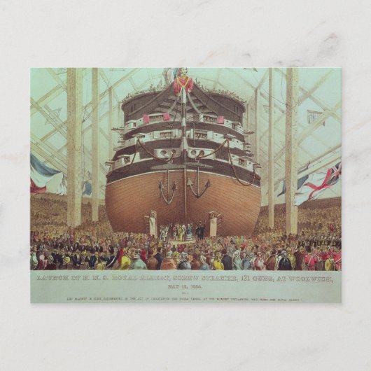 Start von H.M.S. Royal Albert, Screw Steamer Postkarte (Vorderseite)