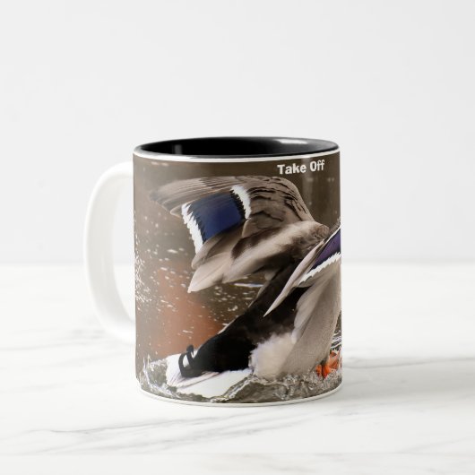Start von Mallard Ducks Zweifarbige Tasse (Vorderseite Links)