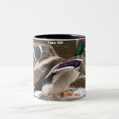 Start von Mallard Ducks Zweifarbige Tasse (Mittel)