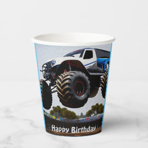 Start von Monster Truck, Geburtstagskuppel Pappbecher