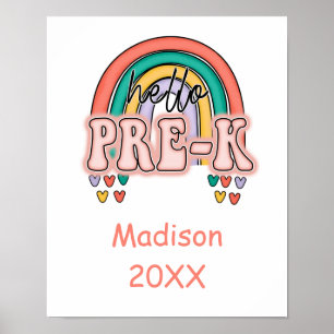 Start von Pre-K zurück in die Schule Regenbogen-Po Poster