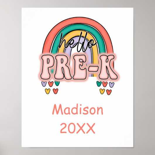Start von Pre-K zurück in die Schule Regenbogen-Po Poster (Vorne)