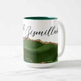 Start With Bismillah Green Agate Zweifarbige Tasse
