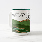 Start With Bismillah Green Agate Zweifarbige Tasse (Vorderseite Links)