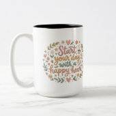 Start Your Day With A Happy Heart Coffee Mug Gift Zweifarbige Tasse (Links)