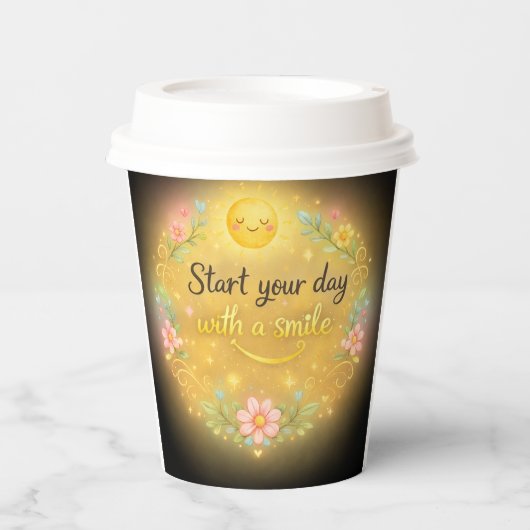 Start Your Day With a Smile Coffee Cup Pappbecher (Vorderseite)