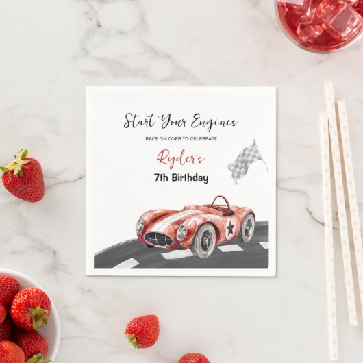 Start Your Engine Any Age Birthday  Serviette (Beispiel)