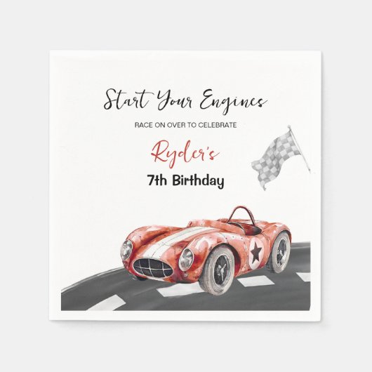 Start Your Engine Any Age Birthday Serviette (Vorderseite)