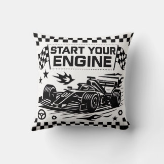 Start Your Engine Throw Pillow Gift for Racing Lov Kissen