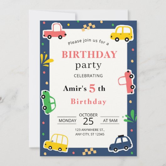 Start Your Engines for a Birthday Adventure Einladung (Vorderseite)