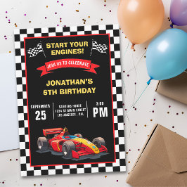 Start Your Engines! Fun Racing Driver Birthday Boy Einladung