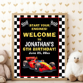 Start Your Engines! Fun Racing Driver Birthday Boy Poster