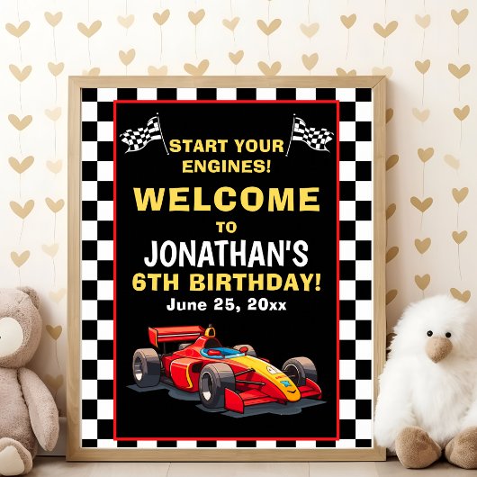 Start Your Engines! Fun Racing Driver Birthday Boy Poster