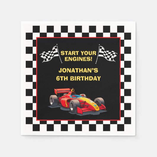 Start Your Engines! Fun Racing Driver Birthday  Serviette (Vorderseite)