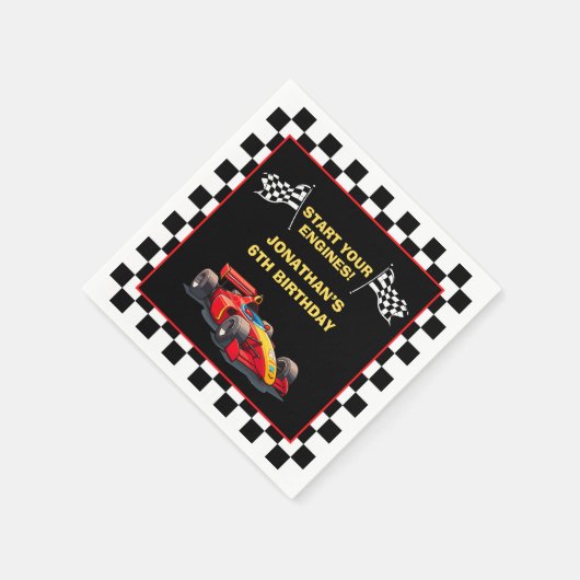 Start Your Engines! Fun Racing Driver Birthday  Serviette (Ecke)